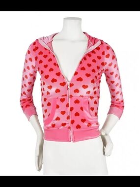 Sugar Thrillz Pink Hoodie with Red Heart Print